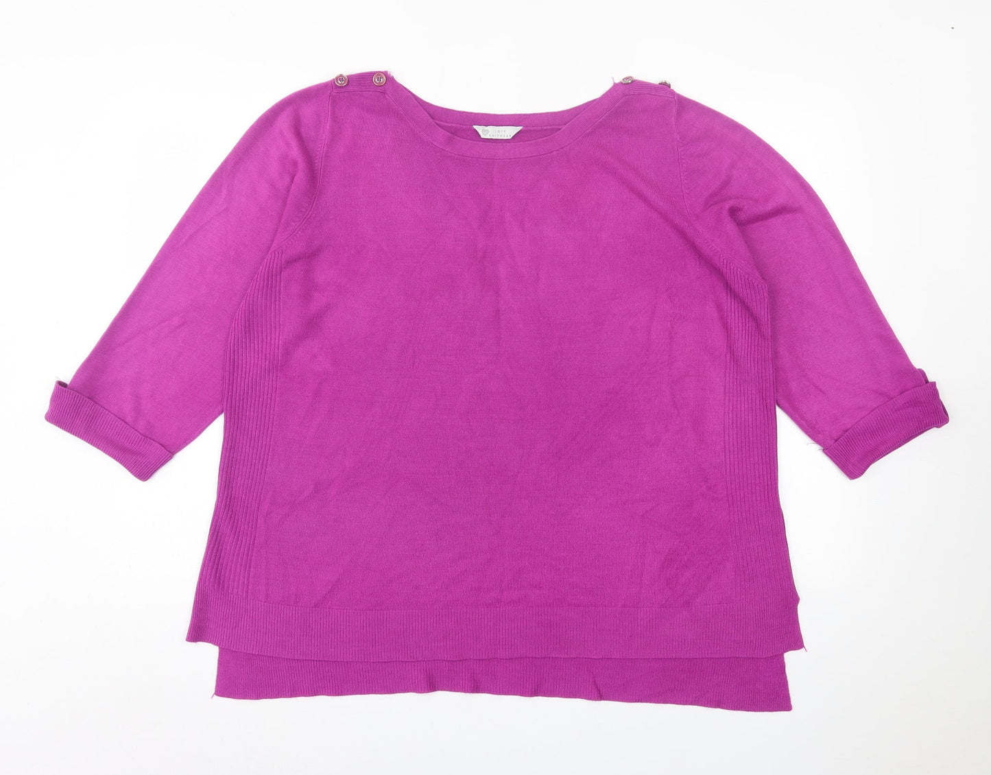 BHS Womens Purple Crew Neck  Acrylic Pullover Jumper Size 12