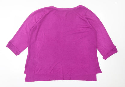 BHS Womens Purple Crew Neck  Acrylic Pullover Jumper Size 12