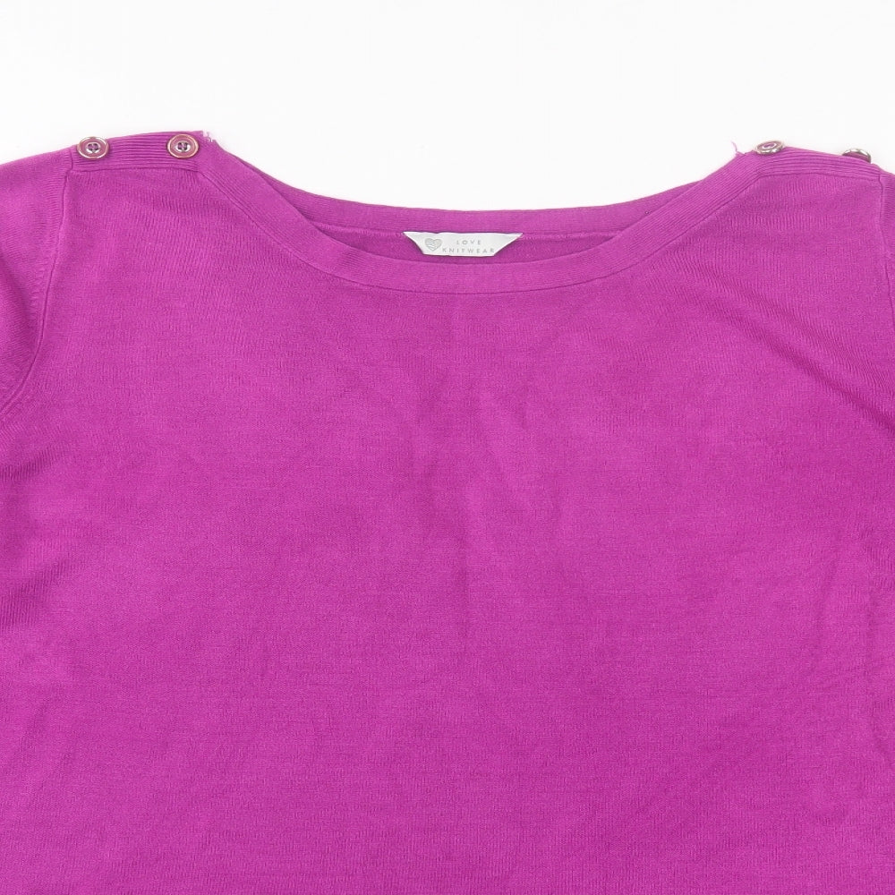BHS Womens Purple Crew Neck  Acrylic Pullover Jumper Size 12