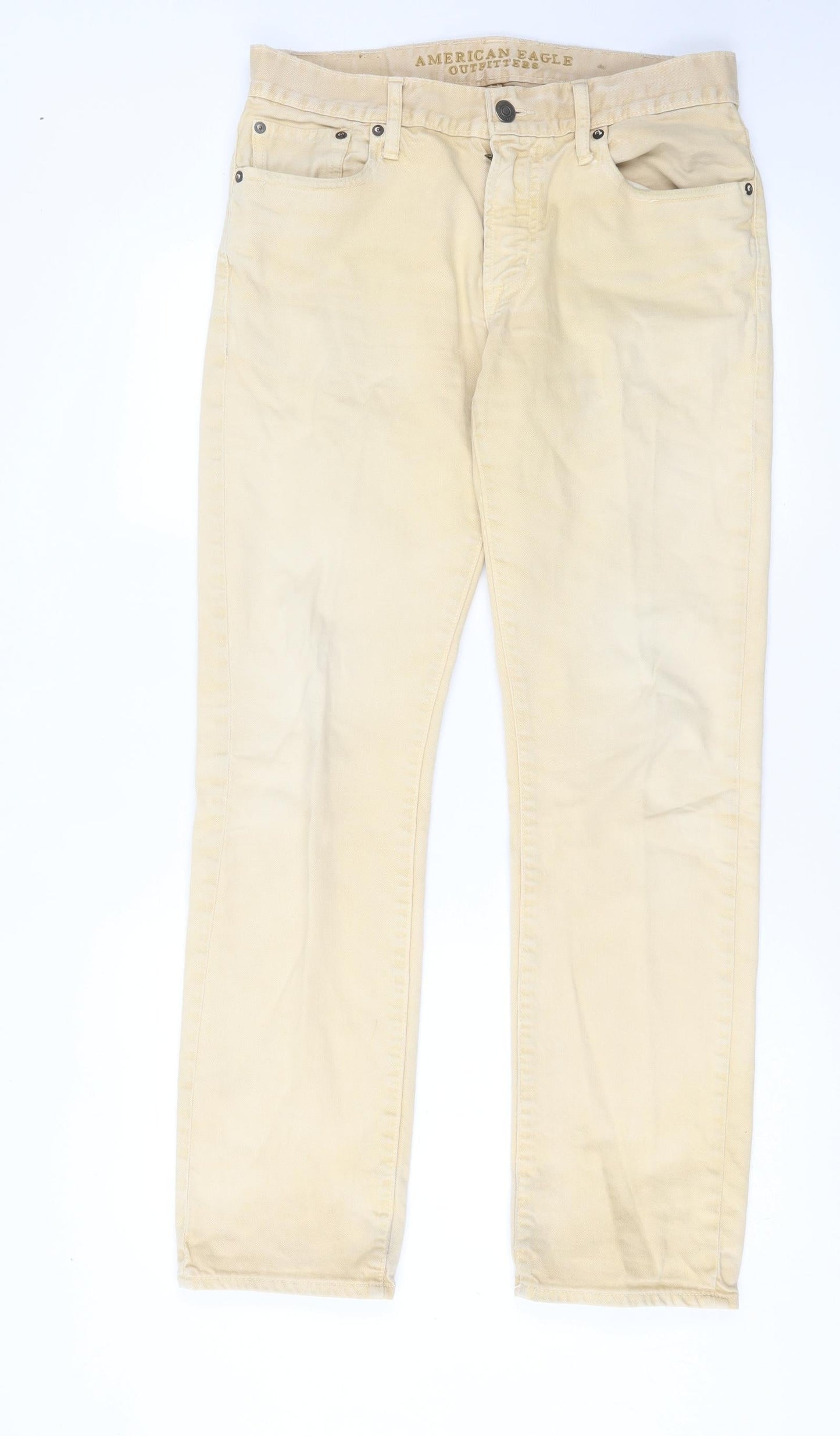Womens UK Size 30 American Eagle Outfitters Regular Fit Straight Beige Jeans