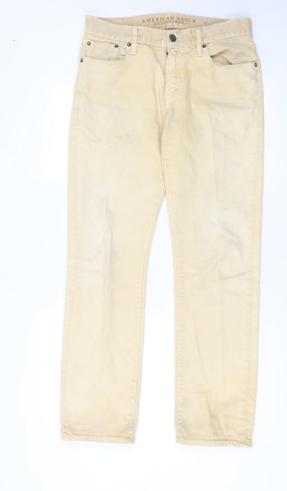 Womens UK Size 30 American Eagle Outfitters Regular Fit Straight Beige Jeans