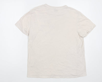 TJX Womens Beige  Cotton Basic T-Shirt Size M Crew Neck - Comic Relief