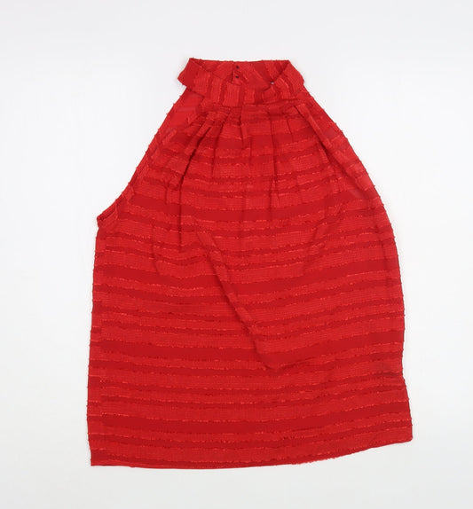 SheIn Womens Red Striped Polyester Basic Blouse Size S Halter