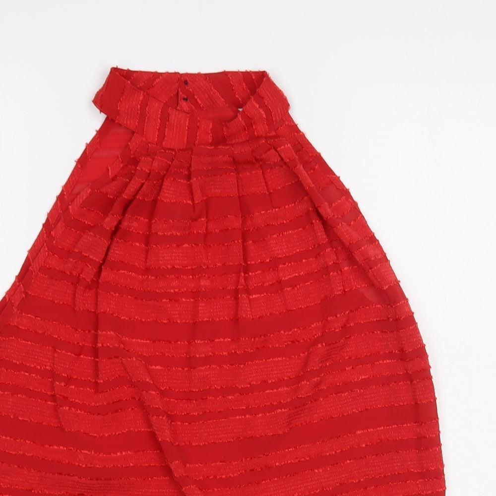 SheIn Womens Red Striped Polyester Basic Blouse Size S Halter