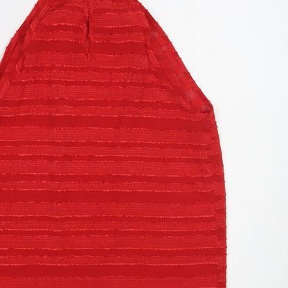 SheIn Womens Red Striped Polyester Basic Blouse Size S Halter