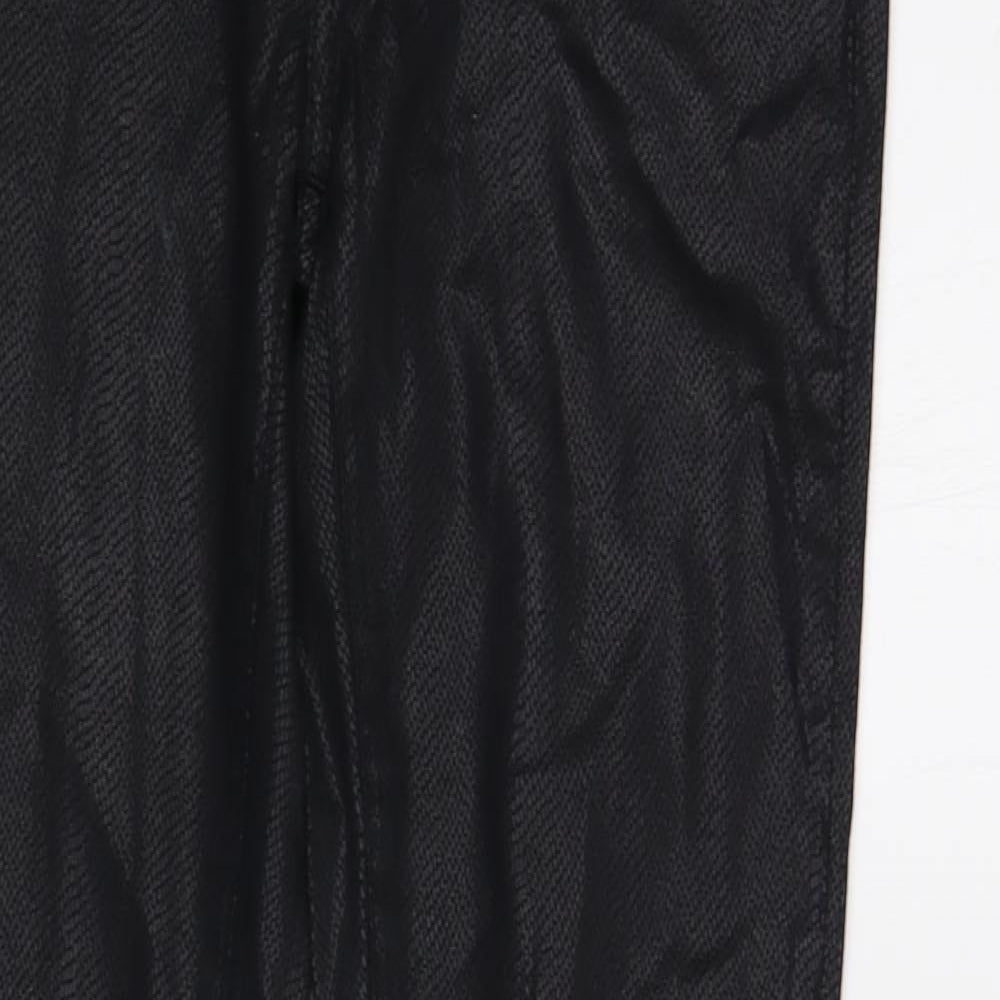 Geisha  Womens Black Animal Print Cotton Skinny Jeans Size S L32 in Regular Button - Coated