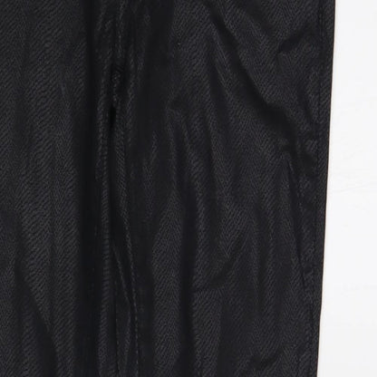 Geisha  Womens Black Animal Print Cotton Skinny Jeans Size S L32 in Regular Button - Coated