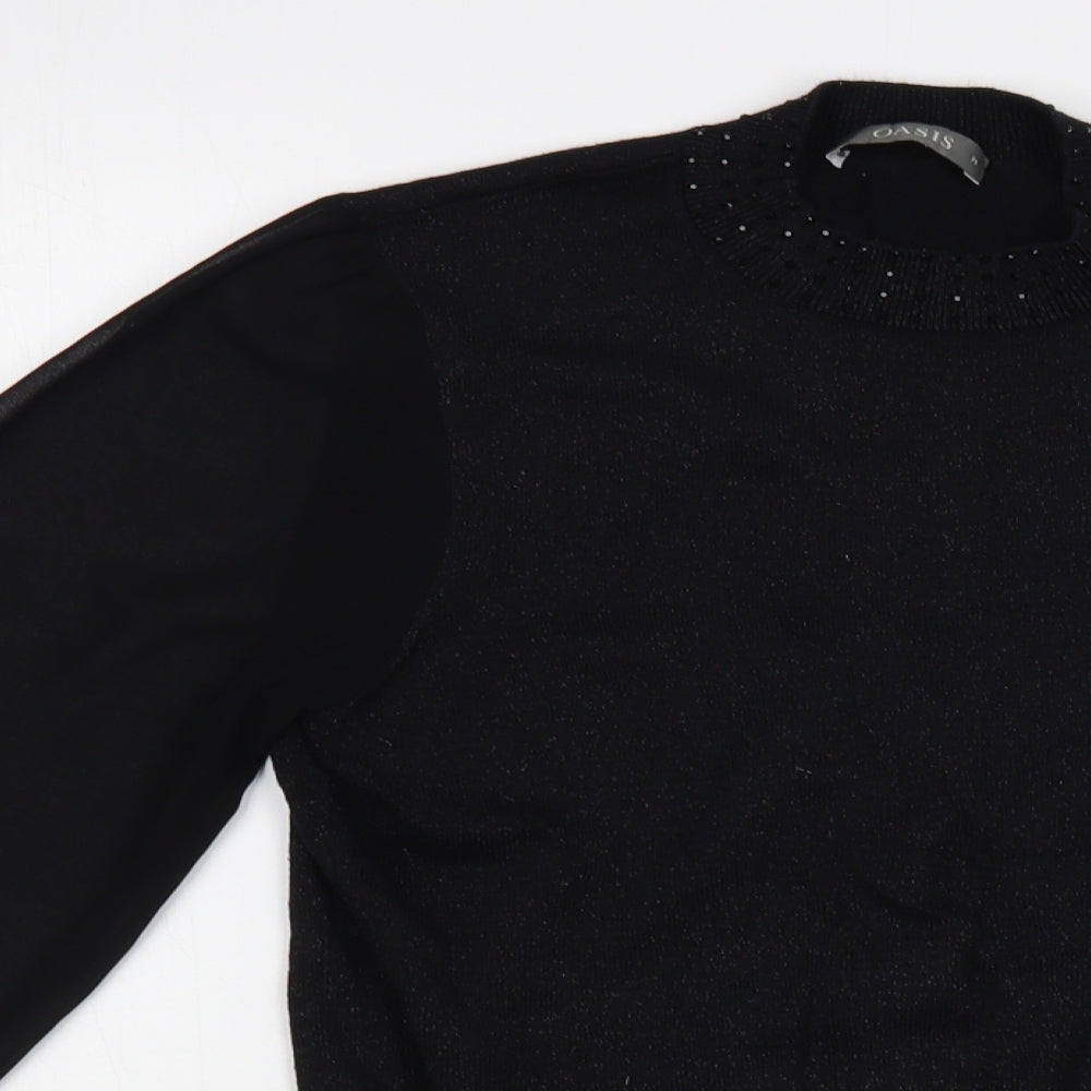 Womens UK Size M Oasis Black Basic Blouse