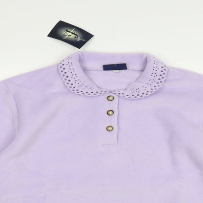 Fashion Extra Womens Purple  Polyester Pullover Sweatshirt Size 18  Button