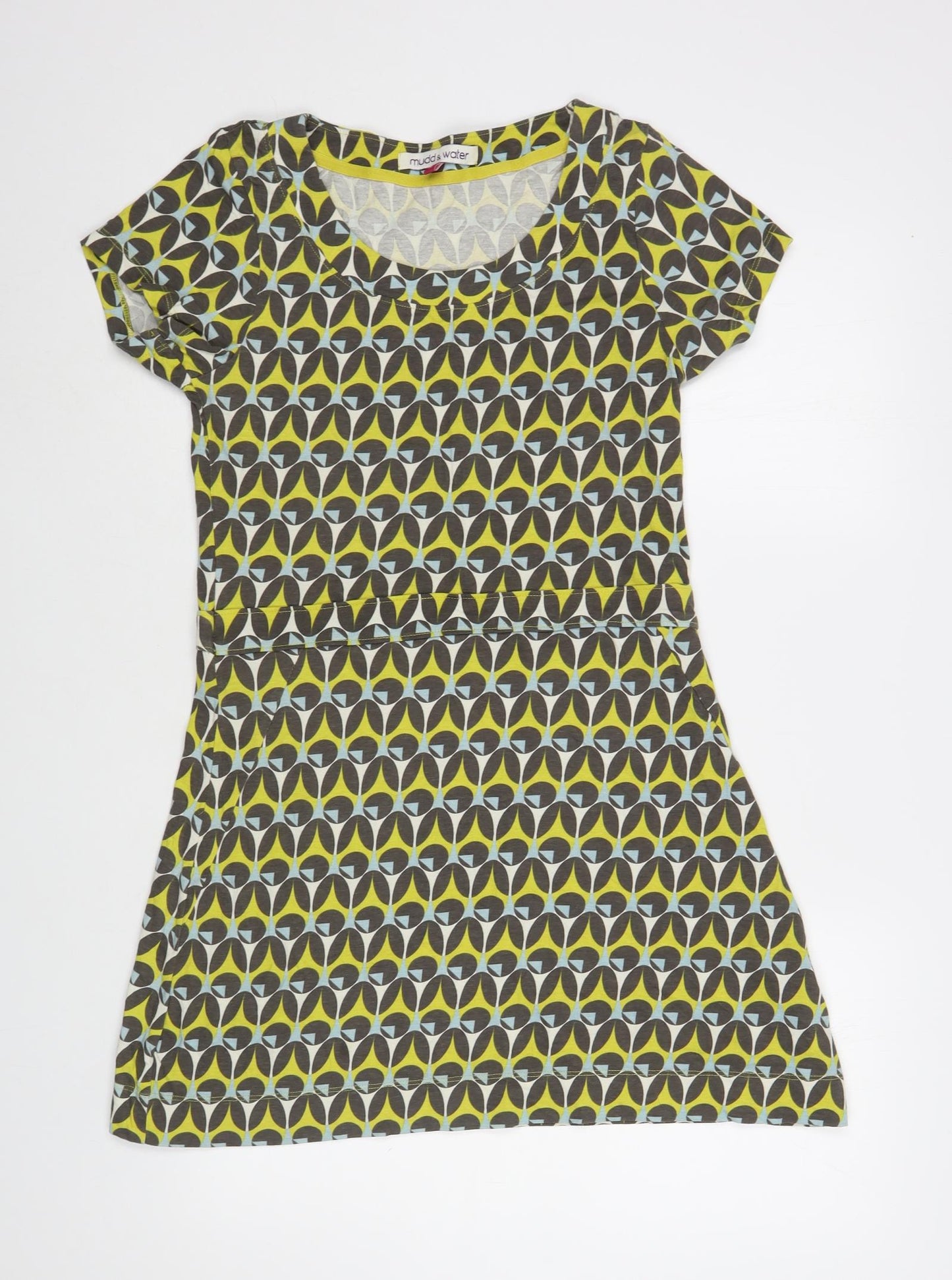 Mudd & Water Womens Multicoloured Geometric Cotton T-Shirt Dress  Size 10  Boat Neck Pullover