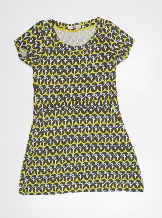 Mudd & Water Womens Multicoloured Geometric Cotton T-Shirt Dress  Size 10  Boat Neck Pullover