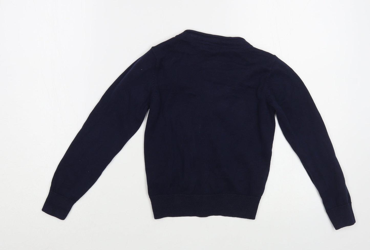 Marks and Spencer Girls Blue V-Neck  Cotton Cardigan Jumper Size 4-5 Years  Button - Schoolwear