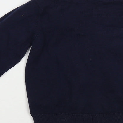 Marks and Spencer Girls Blue V-Neck  Cotton Cardigan Jumper Size 4-5 Years  Button - Schoolwear