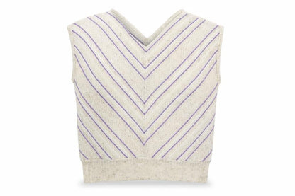 Babuale Womens Beige Striped Acrylic Basic Blouse Size 16 V-Neck