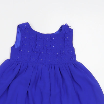 Blue Zoo  Baby Blue  Polyester A-Line  Size 18-24 Months  Boat Neck Button