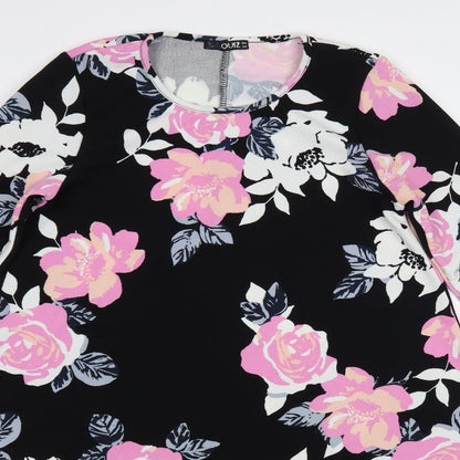 Quiz Womens Black Floral Polyester A-Line  Size 12  Round Neck Pullover