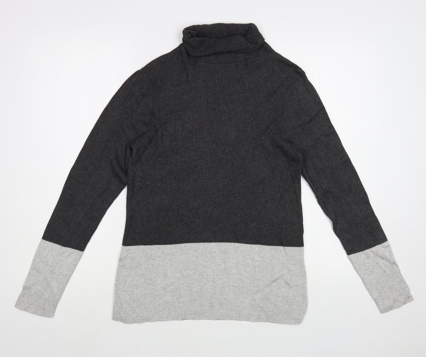 Gallery Womens Grey Roll Neck  Viscose Pullover Jumper Size XL