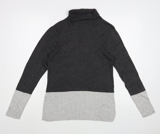 Gallery Womens Grey Roll Neck  Viscose Pullover Jumper Size XL