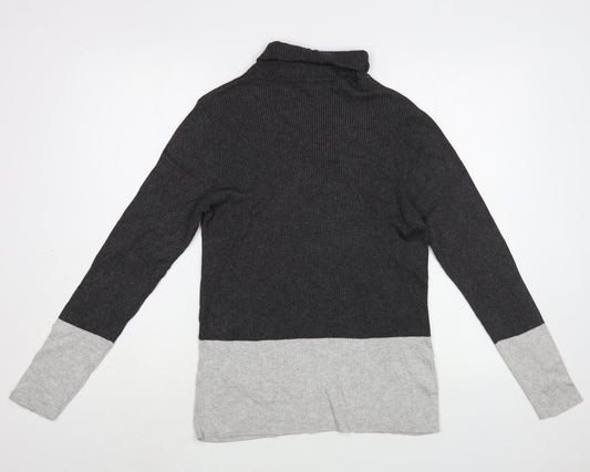 Gallery Womens Grey Roll Neck  Viscose Pullover Jumper Size XL