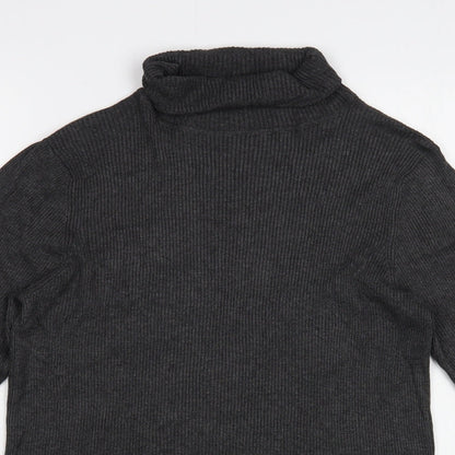 Gallery Womens Grey Roll Neck  Viscose Pullover Jumper Size XL