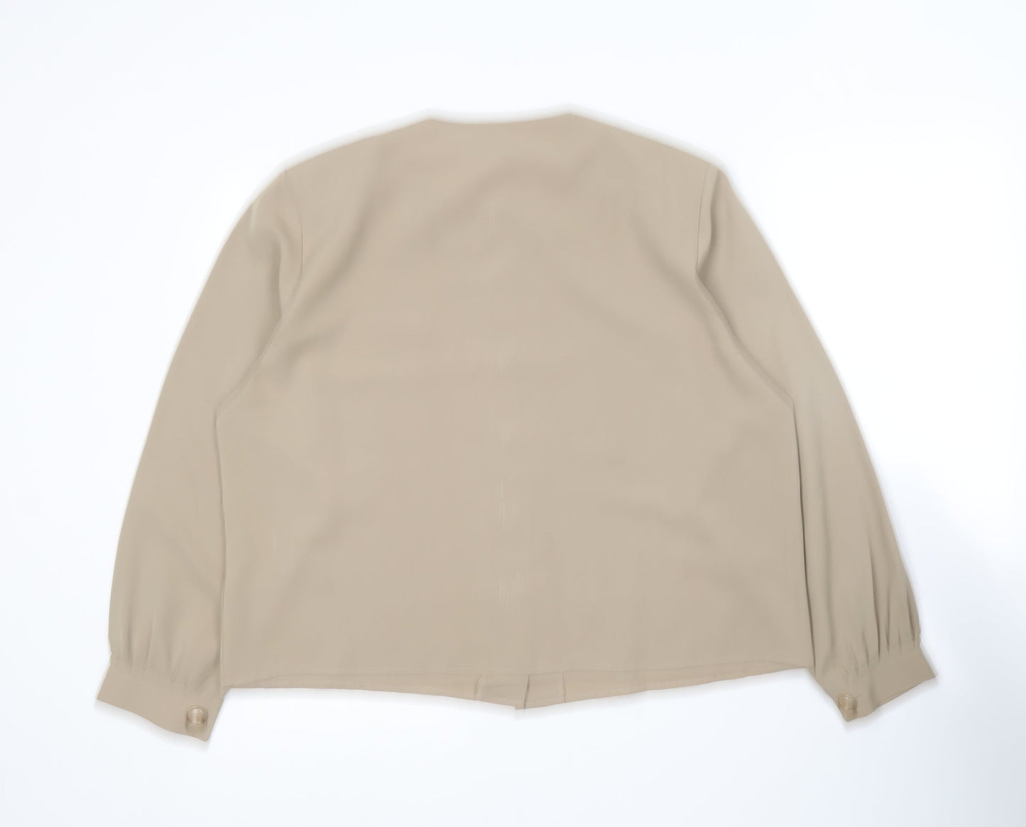 Fashion Extra Collection Womens Beige  Polyester Basic Button-Up Size 18 Round Neck