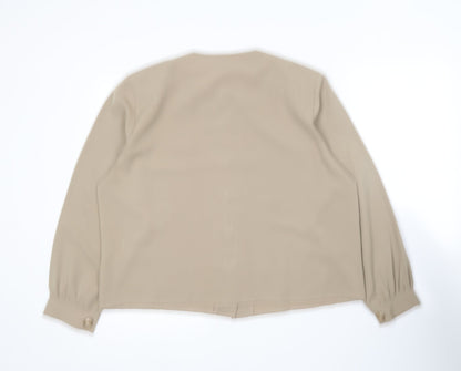 Fashion Extra Collection Womens Beige  Polyester Basic Button-Up Size 18 Round Neck