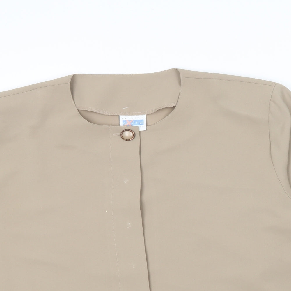 Fashion Extra Collection Womens Beige  Polyester Basic Button-Up Size 18 Round Neck