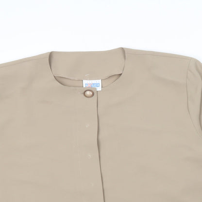 Fashion Extra Collection Womens Beige  Polyester Basic Button-Up Size 18 Round Neck