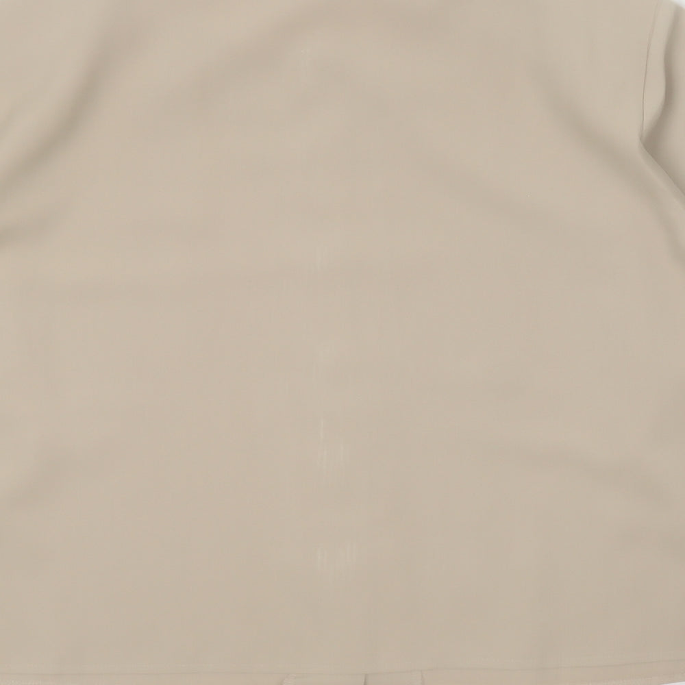 Fashion Extra Collection Womens Beige  Polyester Basic Button-Up Size 18 Round Neck