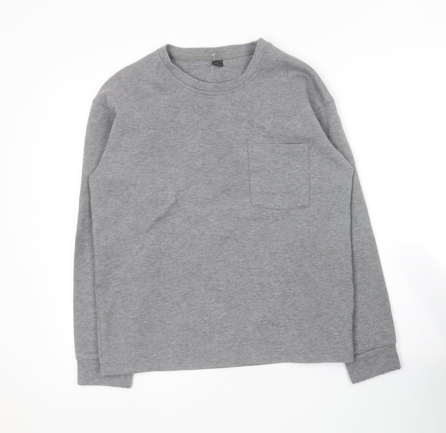 Toky Life Mens Grey Round Neck  Cotton Pullover Jumper Size M