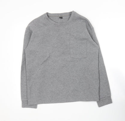 Toky Life Mens Grey Round Neck  Cotton Pullover Jumper Size M