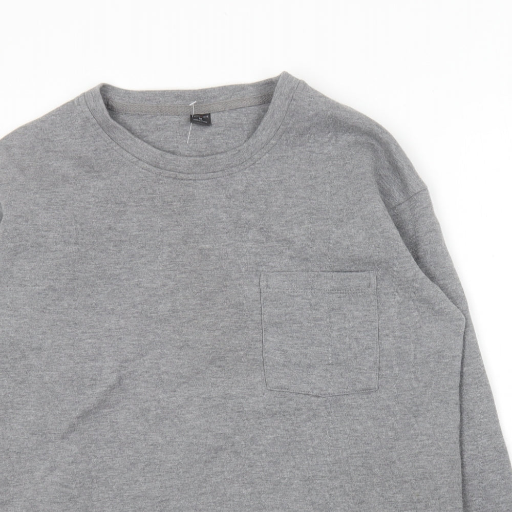 Toky Life Mens Grey Round Neck  Cotton Pullover Jumper Size M