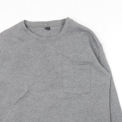 Toky Life Mens Grey Round Neck  Cotton Pullover Jumper Size M