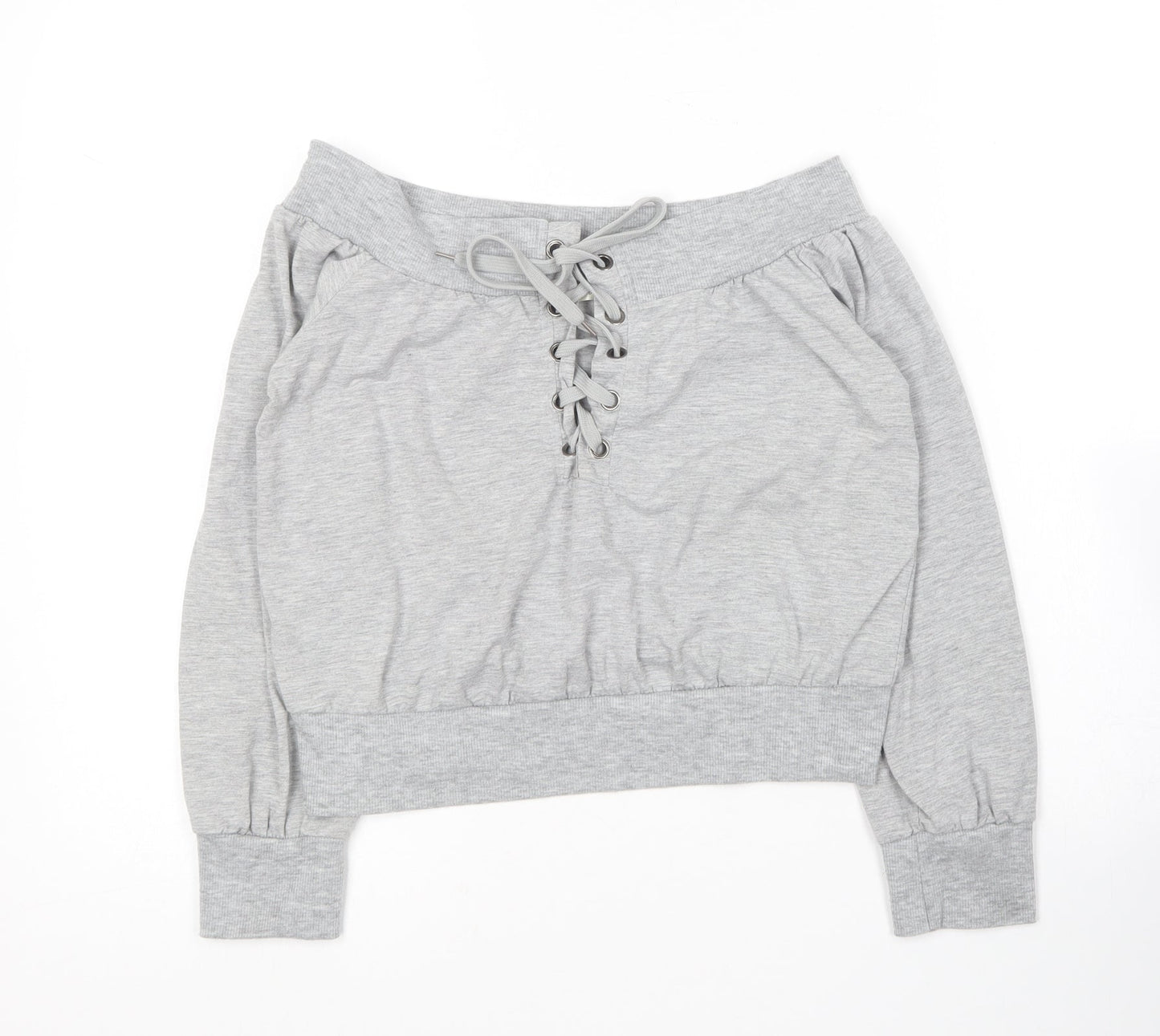 Liangdoods Womens Grey Boat Neck  Cotton Pullover Jumper Size XL