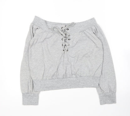 Liangdoods Womens Grey Boat Neck  Cotton Pullover Jumper Size XL