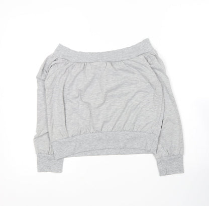 Liangdoods Womens Grey Boat Neck  Cotton Pullover Jumper Size XL
