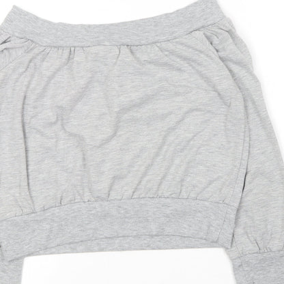 Liangdoods Womens Grey Boat Neck  Cotton Pullover Jumper Size XL