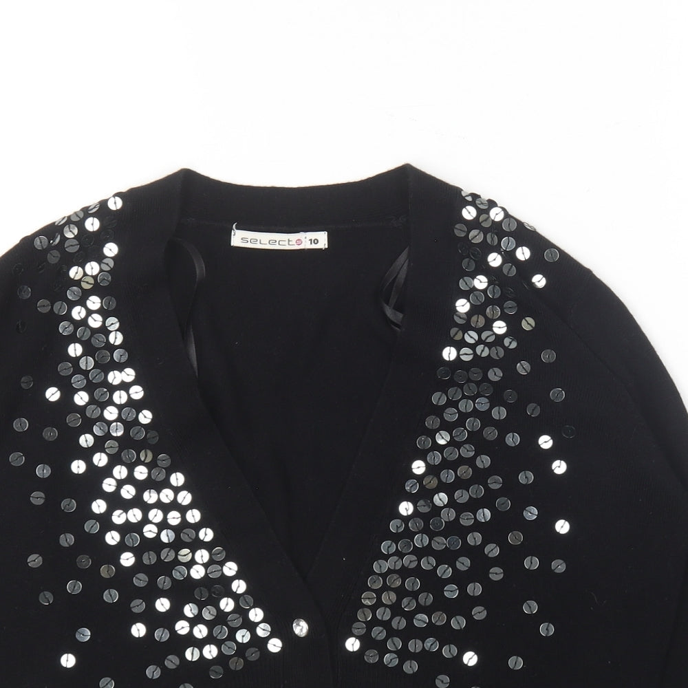 Womens UK Size 10 Select Black Cardigan Jumper