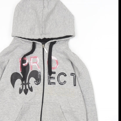 Boogy Girls Grey  Cotton Full Zip Hoodie Size L