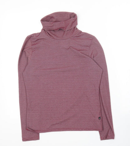 ellesse Womens Purple Roll Neck Striped Polyester Pullover Jumper Size L