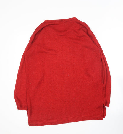 Designs Essesntials Womens Red Round Neck  Acrylic Pullover Jumper Size 10