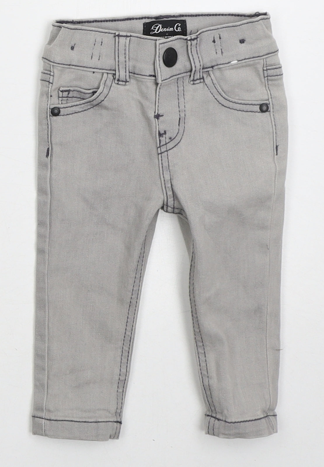 Denim Co Boys Grey  Cotton Capri Jeans Size 3-6 Months  Button