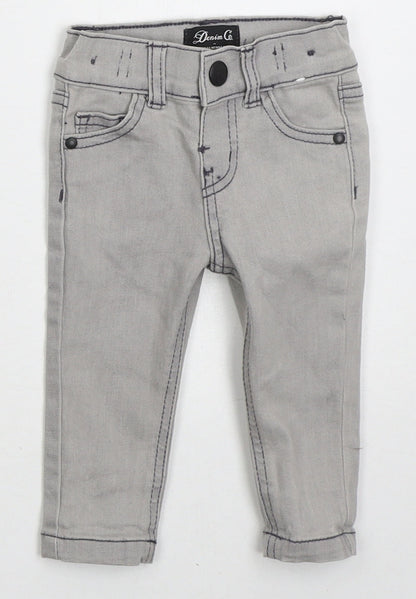 Denim Co Boys Grey  Cotton Capri Jeans Size 3-6 Months  Button