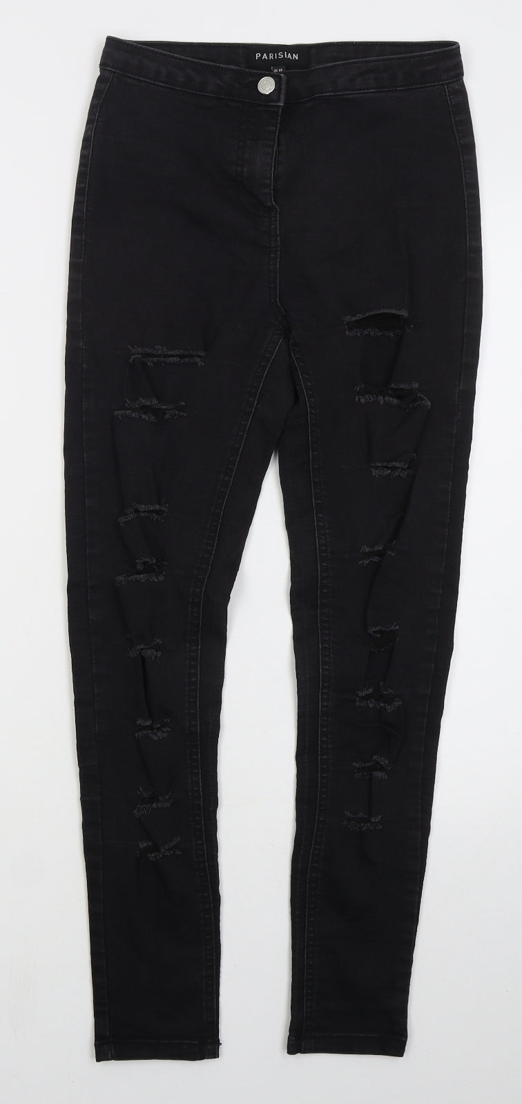 Parisian Womens Black  Cotton Skinny Jeans Size 8 L28 in Regular Button