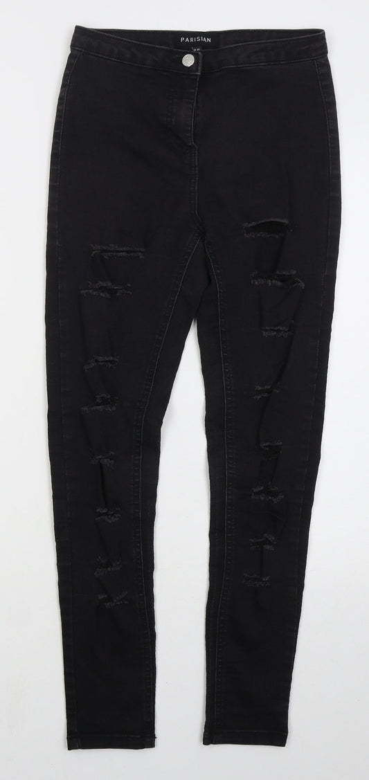 Parisian Womens Black  Cotton Skinny Jeans Size 8 L28 in Regular Button