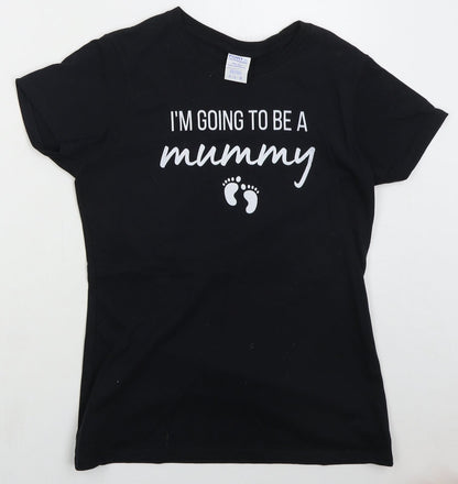 Womens UK Size M Port & Company Black Basic T-Shirt