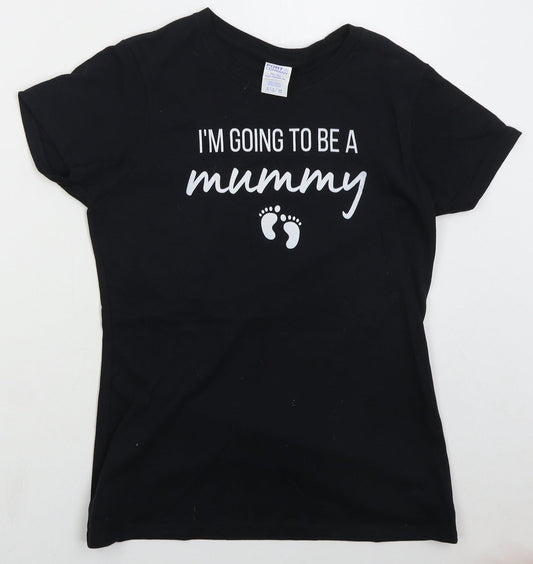 Womens UK Size M Port & Company Black Basic T-Shirt