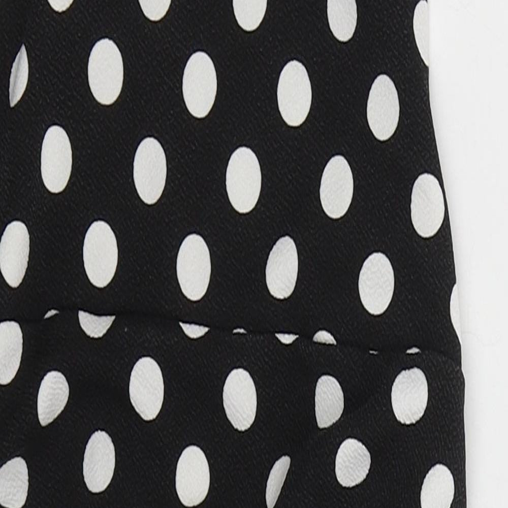 Boohoo Womens Black Polka Dot Polyester Mini  Size 8  Square Neck Pullover
