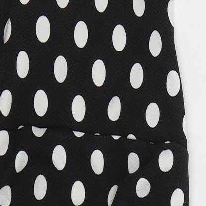 Boohoo Womens Black Polka Dot Polyester Mini  Size 8  Square Neck Pullover