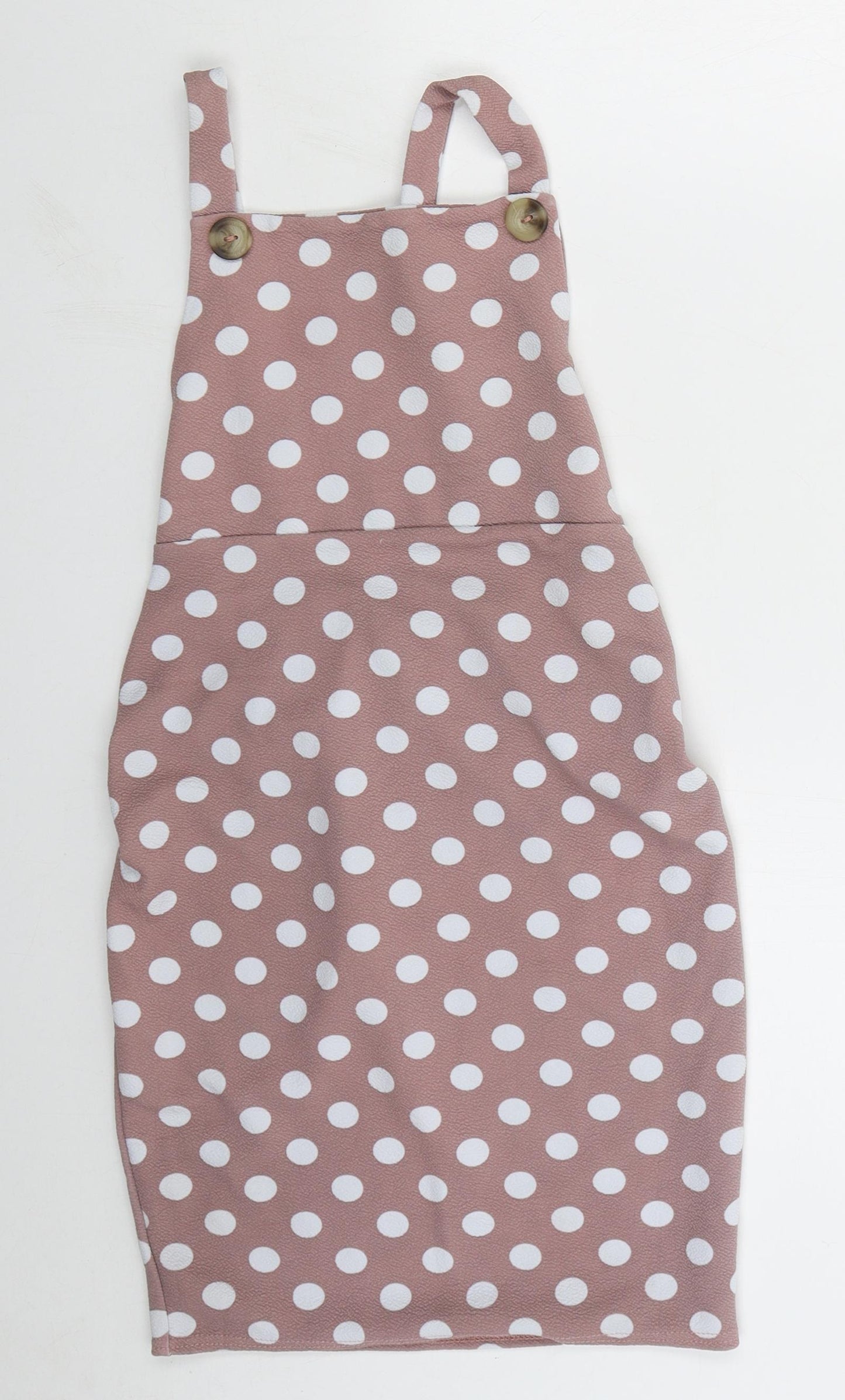 Boohoo Womens Pink Polka Dot Polyester Mini  Size 8  Square Neck Pullover